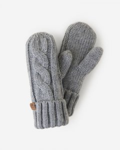Roots Womens Olivia Cable Mitten - MEDIUM GREY MIX