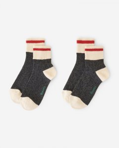 Roots Adult Cotton Cabin Ankle Sock 2 Pack - BLACK MIX