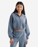 Roots Summer Cloud Cropped Full Zip Hoodie - THUNDERCLOUD BLUE