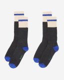 Roots Adult Cotton Cabin Pop Sock 2 Pack - BLACK MIX