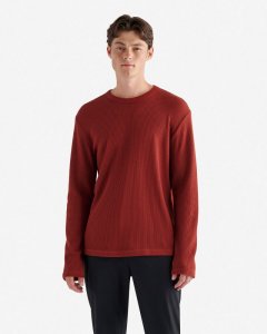 Roots Waffle Long Sleeve Crew - ROSEWOOD RED
