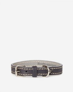 Roots Extra Small Leather Dog Collar - JET BLACK