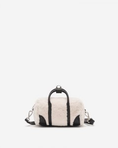 Roots Shearling Micro Banff Crossbody - NATURAL/BLACK