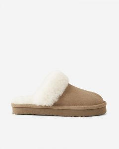 Roots Womens Shearling Platform Slipper - FAWN