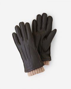 Roots Womens Cuff Deerskin Glove - DK BROWN
