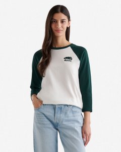 Roots Womens Organic Cooper Baseball T-shirt - VARSITY GREEN