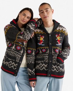 Roots Cabin Shawl Fair Isle Cardigan - BLACK MIX