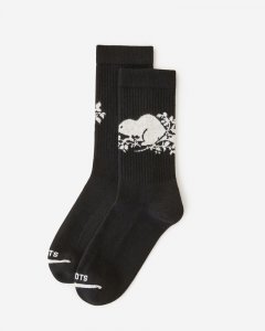 Roots Adult Cooper Beaver Sock - BLACK