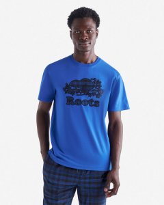 Roots Mens Cooper Plaid T-Shirt - BLUE QUARTZ