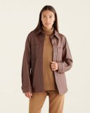 Roots Encore Leather Shirt - BROWN