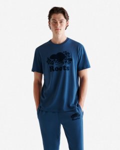 Roots Mens Organic Cooper Beaver T-shirt - MOONLIT OCEAN BLUE