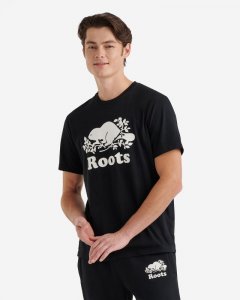 Roots Mens Organic Cooper Beaver T-shirt - BLACK