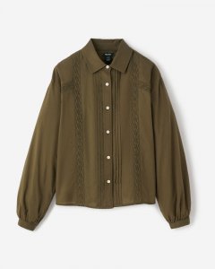 Roots Laurel Femme Long Sleeve Woven Top - IVY GREEN