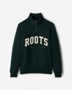 Roots Applique Half Zip Stein - VARSITY GREEN