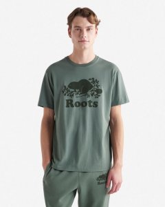 Roots Mens Organic Cooper Beaver T-Shirt - WREATH GREEN