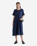 Roots Isla Gauze Drop Waist Dress - NAVY BLAZER