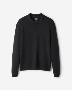Roots Severn Long Sleeve Sweater Polo - BLACK MIX