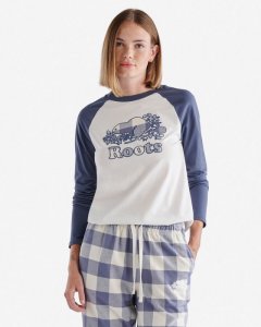 Roots Womens Park Plaid Long Sleeve T-Shirt - INK BLUE