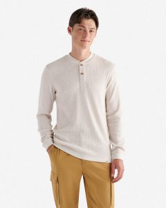 Roots Waffle Long Sleeve Henley - OATMEAL MIX