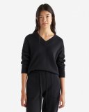 Roots Bowen High V-Neck Sweater - BLACK