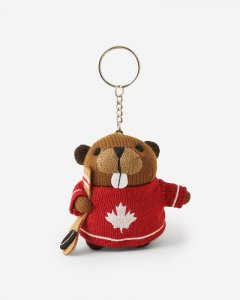 Roots Hockey Beaver Keychain - GRIZZLY BROWN