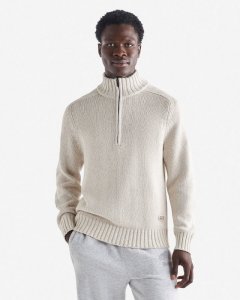 Roots Robson Relaxed Half Zip Stein Sweater - EGRET MIX