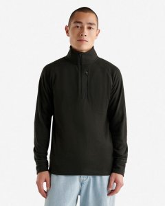 Roots Renew Microfleece Half Zip Stein - BLACK