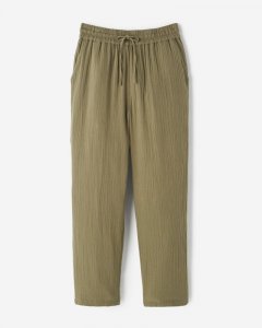 Roots Isla Cotton Gauze Pull On Pant - DEEP LICHEN GREEN