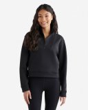 Roots Recover Essential Interlock Half Zip Top - BLACK
