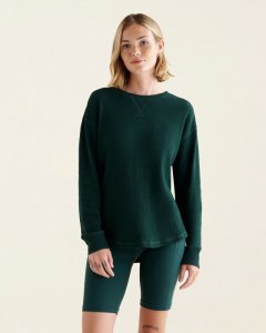 Roots Waffle Long Sleeve Top - VARSITY GREEN