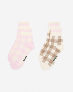 Roots Adult Park Plaid Sock 2 Pack - PINK MIX