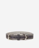 Roots Small Leather Dog Collar - JET BLACK