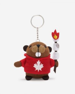 Roots Marshmallow Beaver Keychain - GRIZZLY BROWN