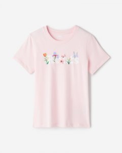 Roots Womens Floral T-Shirt - STRAWBERRY SORBET