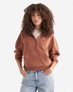 Roots Summer Cloud Half Zip Sweatshirt - GINGERBREAD