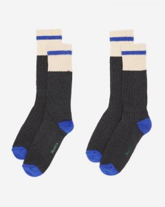 Roots Adult Cotton Cabin Pop Sock 2 Pack - BLACK MIX