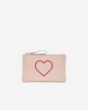 Roots Heart Medium Zip Pouch Cervino - POWDER PINK/TAUPE