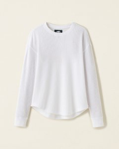 Roots Waffle Long Sleeve Top - WHITE