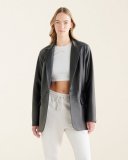 Roots Womens Leather Blazer - BLACK