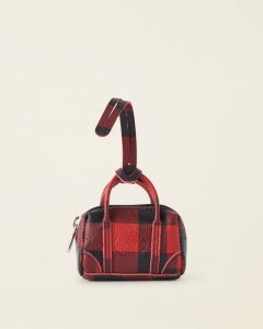 Roots Upcycle Banff Bag Charm Cervino Park Plaid - CABIN RED