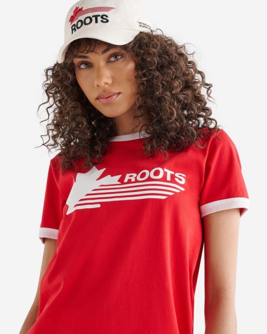 Roots Womens Northern Athletics Ringer T-shirt - JAM RED , Roots Canada ...
