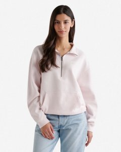 Roots Organic Cooper Relaxed Half Zip Stein - PINK PEARL