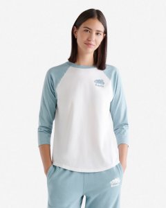 Roots Womens Organic Cooper Baseball T-Shirt - ATLANTIC BLUE