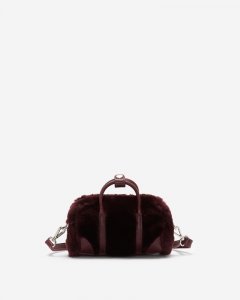 Roots Shearling Micro Banff Crossbody - BORDEAUX