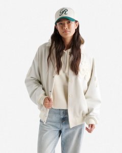 Roots Signature Varsity Jacket - IVORY/WHITE