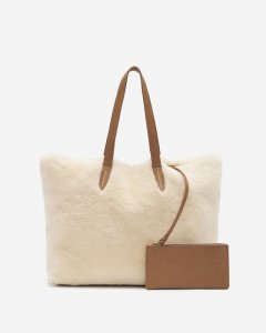 Roots Shearling Carryall Tote - NATURAL/TAN