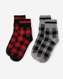 Roots Adult Park Plaid Sock 2 Pack - CABIN RED