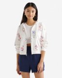 Roots Cooper Floral Full Zip Hoodie - COCONUT WHITE