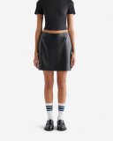 Roots Short Leather Skirt - BLACK