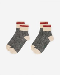 Roots Adult Classic Cabin Ankle Sock 2 Pack - SALT & PEPPER